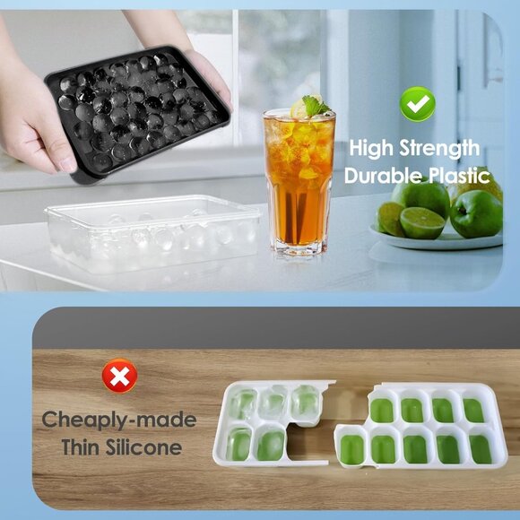 Ice Cube Trays with Lid Sphere Mold Spherical 0.8" 2 Trays Black - Picture 3 of 8